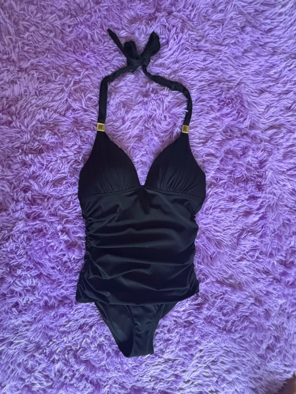 Victoria's Secret Black one piece Chemise Swim Top NWT